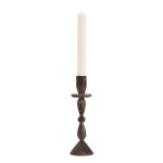 MADAM STOLTZ Dřevěný svícen Dark Natural 23 cm, přírodní barva, dřevo