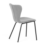 Židle jídelní, stříbrná látka, nohy černý kov