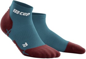 CEP dámské kotníkové běžecké kompresní ponožky ULTRALIGHT - petrol / dark red Velikost: II (EUR 34-37)