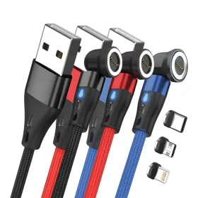 RealPower Magnetic 3A Set / Magnetický nabíjecí kabel USB-A / 3x 1 m / adaptéry / sada 3 ks (439647)