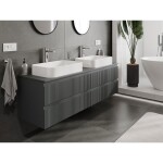MEXEN/S - Rivel koupelnová skříňka pod umyvadlo 160 cm s deskou, 2 zásuvky, reliéf , grafit mat 91A20-16047-2-BFFC66
