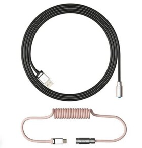 Akko Kroucený kabel Aviator V2 USB-C (M) - USB-A (M) růžovo-černá / až 164 cm (6925758615907)