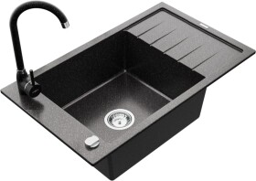 MEXEN/S - Elias granitový dřez 1 s odkapávačem včetně baterie Telma, černá kropenatý 6511-76-670200-76