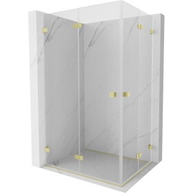 MEXEN/S - Lunar-F Duo sprchový kout skládací dveře 90 x 80, transparent, zlato kartáčovaná 836-090L-080P-55-00