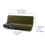Super strečové potahy NIAGARA zelená dvojkřeslo s dřevěnými rukojeťmi (š. 130 - 160 cm)