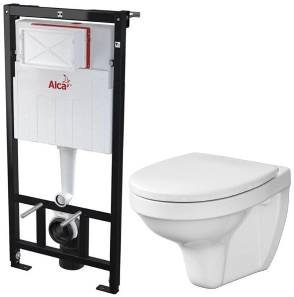 ALCA Předstěnový instalační systém bez tlačítka + WC CERSANIT DELFI + SEDÁTKO AM101/1120 X DE1