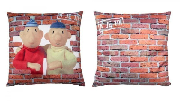 Pat a Mat - Polštář oboustranný 30x30 cm / zeď