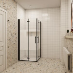 H K - Sprchový kout MELODY BLACK LINE R129, 120x90 se zalamovacími dveřmi MBLINER129