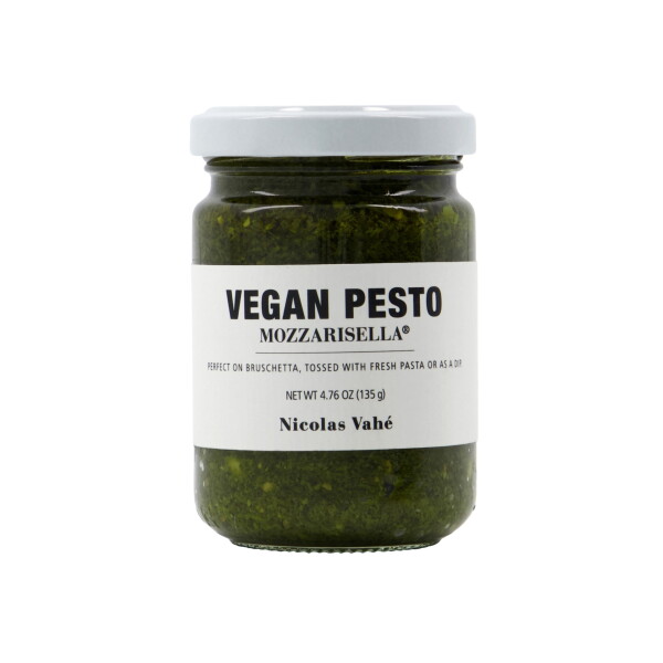 Nicolas Vahé Veganské bazalkové pesto s rýžovou mozzarisellou 135 g, zelená barva, sklo