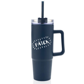 PÁTEK - tmavě modrý cestovní hrnek s průhledným víčkem 900 ml