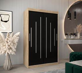 Šatní skříň Abi Y0 Barva korpusu: Dub Sonoma, Rozměry: 120 cm, Dveře: Černá