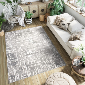 DumDekorace DumDekorace Šedý designový koberec se světlým abstraktním vzorem