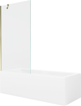 MEXEN/S - Cubik obdélníková vana 150 x 70 cm s panelem + vanová zástěna 90 cm, transparent, zlatá 550315070X9509000050