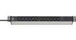 Brennenstuhl Alu-Line 19" černá/hliník / Zásuvková lišta do racku / 12x C13 / IEC C14 / 2 m (002122410000)