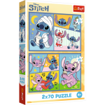 Puzzle Se Stitchem není nuda 2v1 2x70 dílků