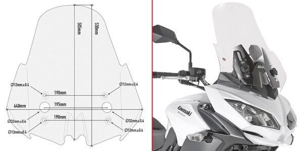 D4122St plexi čiré Kawasaki Versys 650 (17-21), vxš530x440 mm