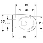 GEBERIT - Selnova Compact Závěsné WC, 490x355 mm, Rimfree, bílá 500.377.01.2