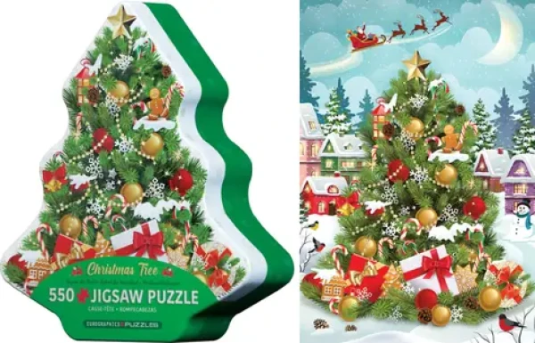 EUROGRAPHICS Puzzle v plechové krabičce Vánoční stromeček