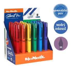 Colorino gumovatelné bombičkové pero McNeill - Color, 24 ks, modrá náplň, displej, mix barev - 24ks