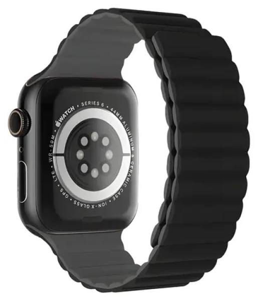 Devia Nature Silicone Magnetic černá / Řemínek pro Apple Watch / 44/45/46mm (6942297104426)