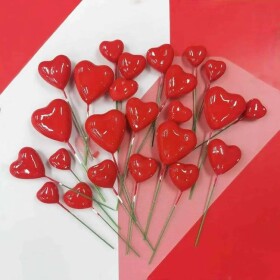 Dortisimo Zápich do dortu Srdíčka červená různé velikosti (20 ks)