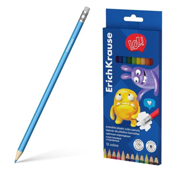 ErichKrause Jolly Friends gumovatelné bezdřevé pastelky 12 ks