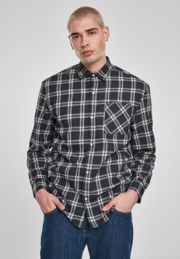 Oversized Check Shirt půlnoční/bílá