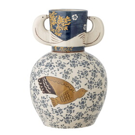 Bloomingville Keramická váza Hezha Blue, modrá barva, keramika