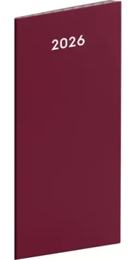 NOTIQUE Vreckový diár Vínový 2026 - plánovací mesačný / 8 x 18 cm (PGD-MESPL-35788-SK)