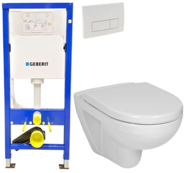 GEBERIT DuofixBasic s bílým tlačítkem DELTA51 + WC JIKA LYRA PLUS + SEDÁTKO DURAPLAST 458.103.00.1 51BI LY6