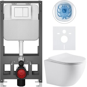 CERANO - Kompletní WC set Basic/Cesso - bílá matná - WC tlačítko Maxio/Bílá - volně stojící - předstěnová instalace - 49x36 CER-8050BD86257