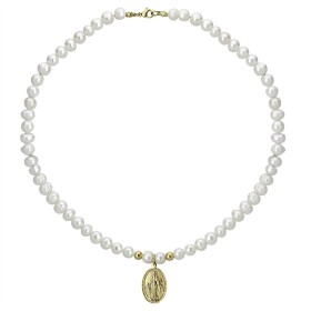 Perlový náhrdelník Celeste Gold - medailonek Panna Maria, Zlatá 41 cm + 3 cm (prodloužení)