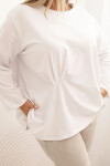 Dámská blůza Plus Size s bavlnou, kapsou a ohrnutým rukávem kiwi UNI