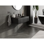 MEXEN/S - Rivel koupelnová skříňka 90 cm s umyvadlem Otis, 1 šuplík, reliéf , černá mat 91A20-09023-1-BF71-W18M71