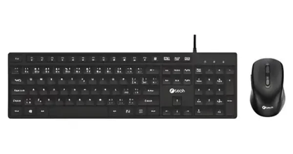 C-TECH KBM-108 / Drátový set klávesnice a myši / Multimediální / CZ/SK / USB (KBM-108-BL)