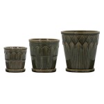 House Doctor Keramický květináč s podmiskou Cora Grey S, šedá barva, keramika