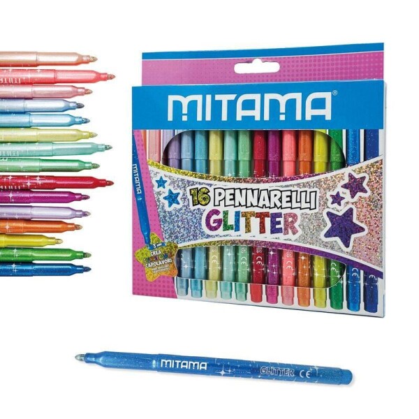Mitama Mitama, 62845, sada ergonomických popisovačů/fixy, glitter, 16 ks