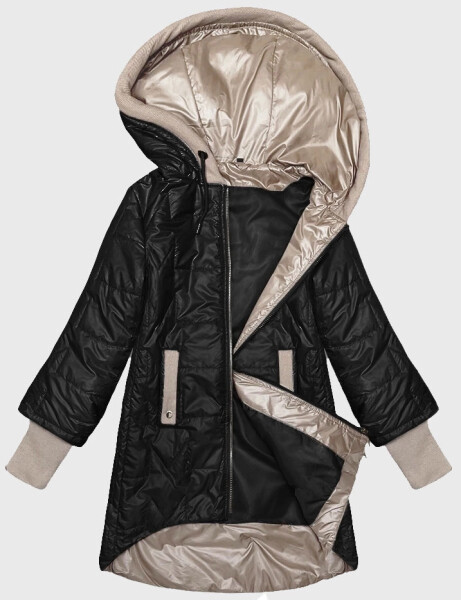 Černá dámská prošívaná bunda s ozdobnými stahovacími lemy S'West (B8345-1) odstíny černé 54