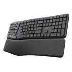 Trust Keyra černá / Ergonomická bezdrátová klávesnice / membránová / Bluetooth + RF / US Layout (25459)