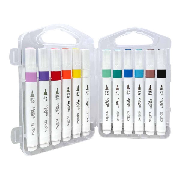 Spoko COLOUR POP sada 12 akrylových popisovačů 2-5 mm, plastový box