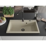 MEXEN/S - Elix granitový dřez 1-miska 800 x 500 mm, béžový, sifon černá 6527801005-69-B