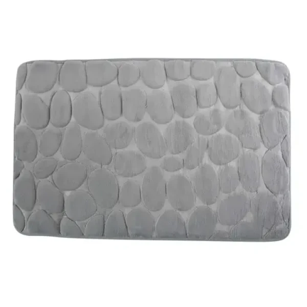 MSV PEBBLES koupelnová předložka 40 x 60 cm šedá / Polyester, PU pěna / Protiskluzová