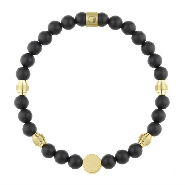 Korálkový náramek Raniero - 6 mm Onyx, chirurgická ocel, Černá 20 cm