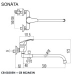 Mereo Nástěnná baterie do byt. jádra, Sonáta, 100 mm, s trubkovým ramínkem 330 mm, bez příslušentví, chrom CB602A03N