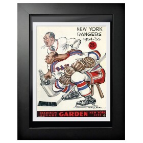 Mustang Obraz v rámu New York Rangers NHL Program Cover Madison Square Garden on Ice Cartoon