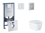 GROHE - Rapid SLX Set předstěnové instalace, klozetu, sedátka SoftClose a tlačítka Skate Cosmopolitan, kartáčovaná nerezová ocel SANI11BB2112