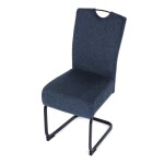 Židle jídelní, taštičkové pružiny v sedáku, modrá látka, černý kov