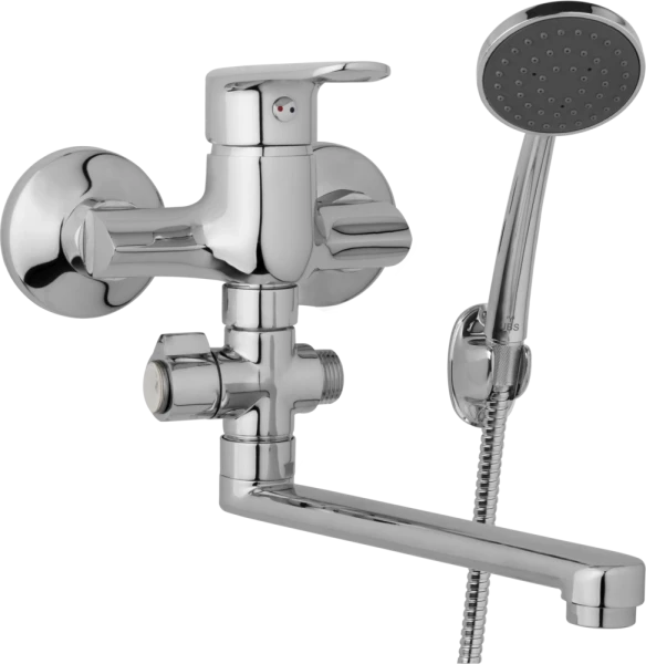 JB Sanitary Nástěnná umyvadlová a sprchová baterie FINERY, rozteč 100 mm, otočný přepínač, s příslušenstvím, ramínko 300 mm F10 32 11