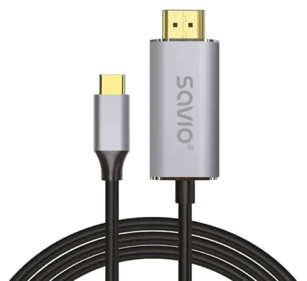SAVIO / Kabel USB-C - USB-C/HDMI / 2 m / USB 3.2 Gen 2 / stříbrná (CL-199)