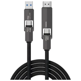 4smarts ComboCord USB4 HDMI černá / Kabel USB-C - USB-C + HDMI / 40 Gbps / PD 240 W / 4K 60Hz / 1,5 m (549240)